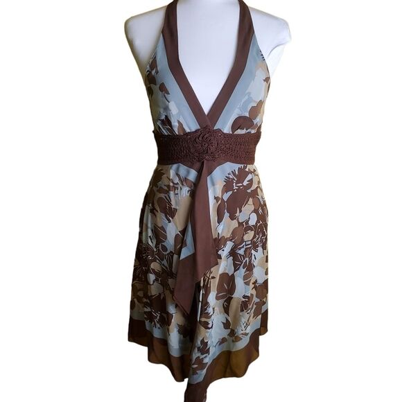BCBGMaxazria Y2K Silk Mini Halter Dress Size 4 - Picture 1 of 10